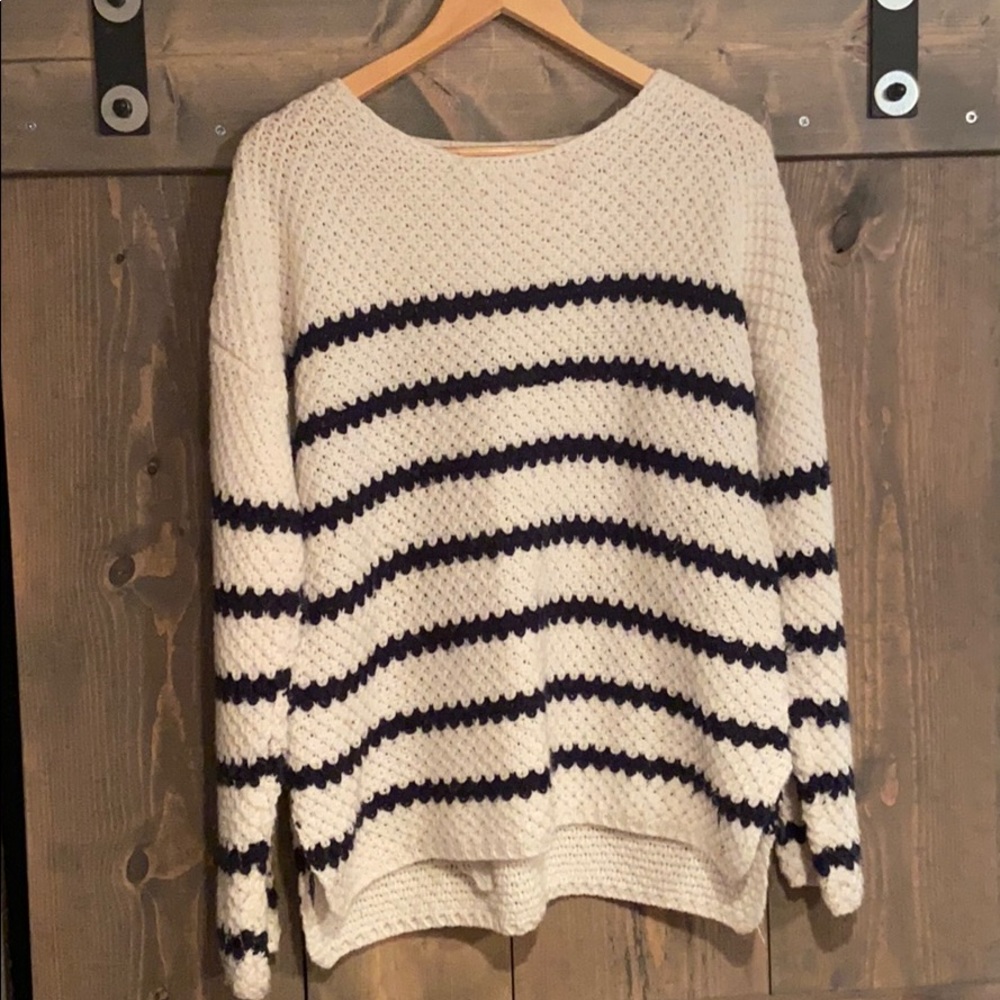 CHARLOTTE RUSSE navy blue and cream sweater.